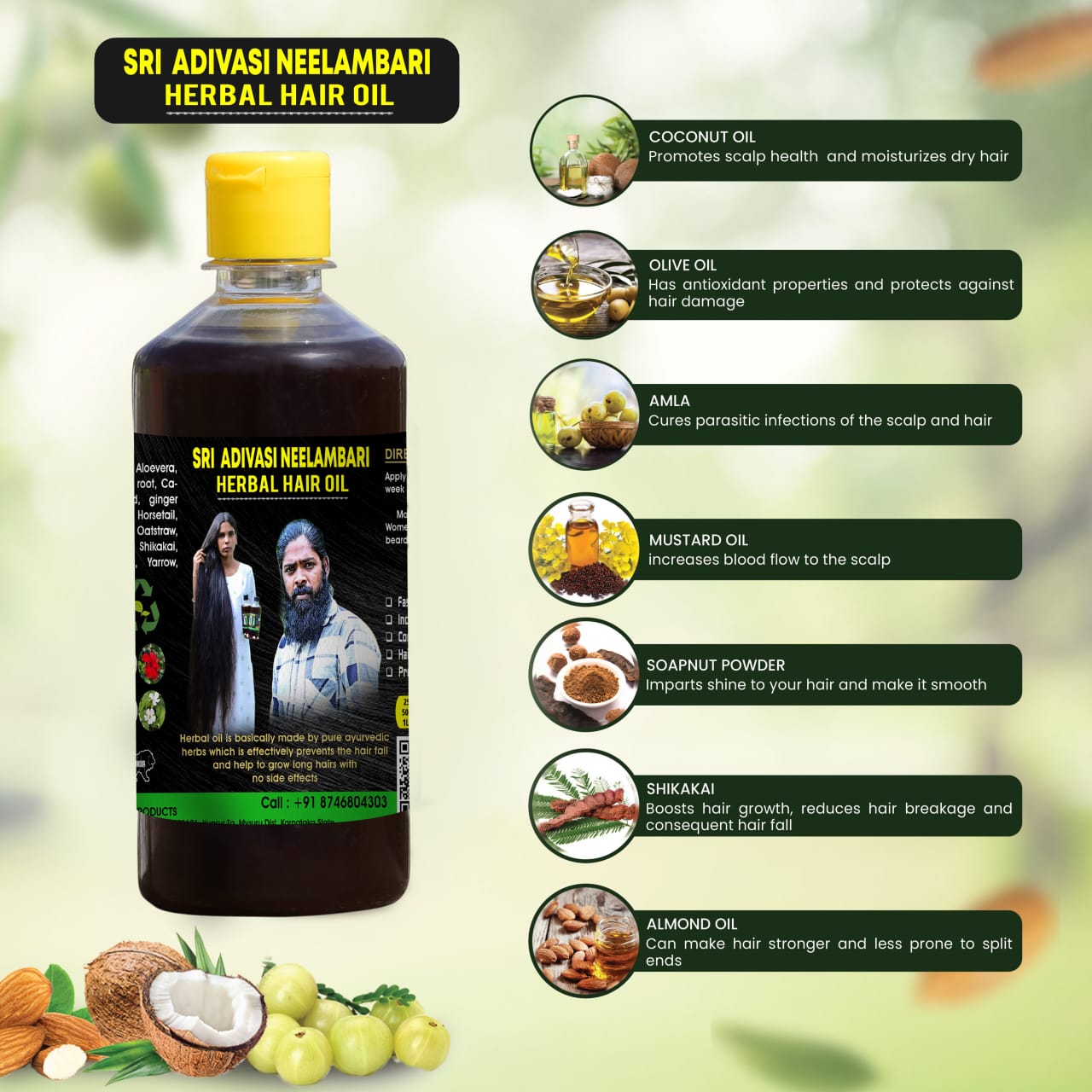 ☘️Sri Adivasi Neelambari Herbal Hair Oil
